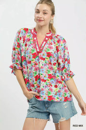 UMGEE Mix Floral Print Ruffle Top. **DEBUT SALE** on Simply Obsessed