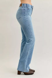 Judy Blue Full Size Mid Rise Bootcut Jeans with Contrast Wash & Front Patch Pockets Plus Size on Simply Obsessed