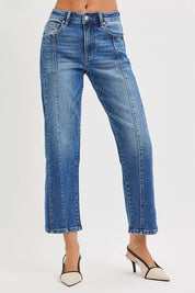 RISEN High Rise Crop Straight Jeans on Simply Obsessed