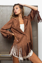 BiBi Single Blazer with Fringed Hem on Simply Obsessed