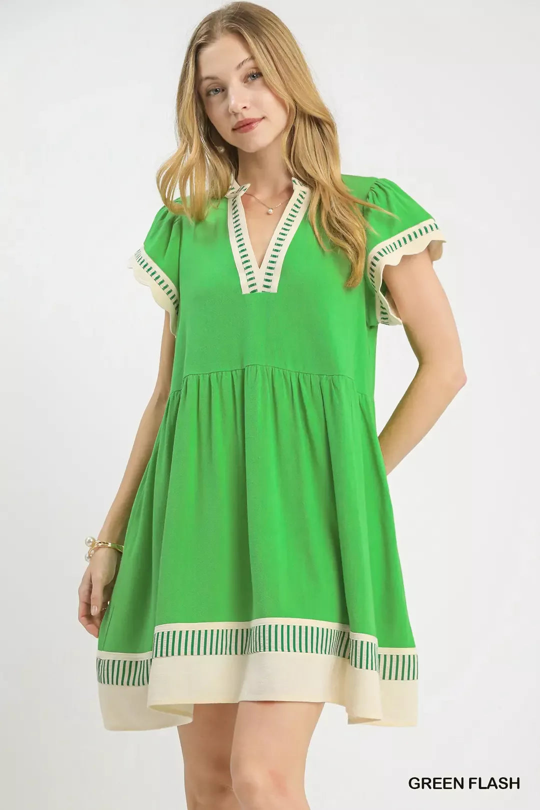 UMGEE Linen Color Block Flutter Sleeve Dress **DEBUT SALE** on Simply Obsessed
