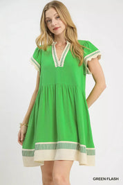 UMGEE Linen Color Block Flutter Sleeve Dress **DEBUT SALE** on Simply Obsessed