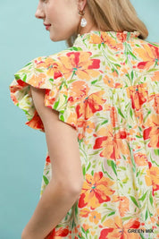 UMGEE Smocked Yoke Ruffle Sleeve Floral Blouse on Simply Obsessed