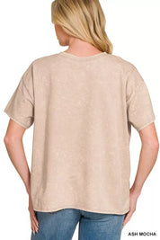 ZENANA French Terry Acid Washed Relaxed Top & Short Set on Simply Obsessed