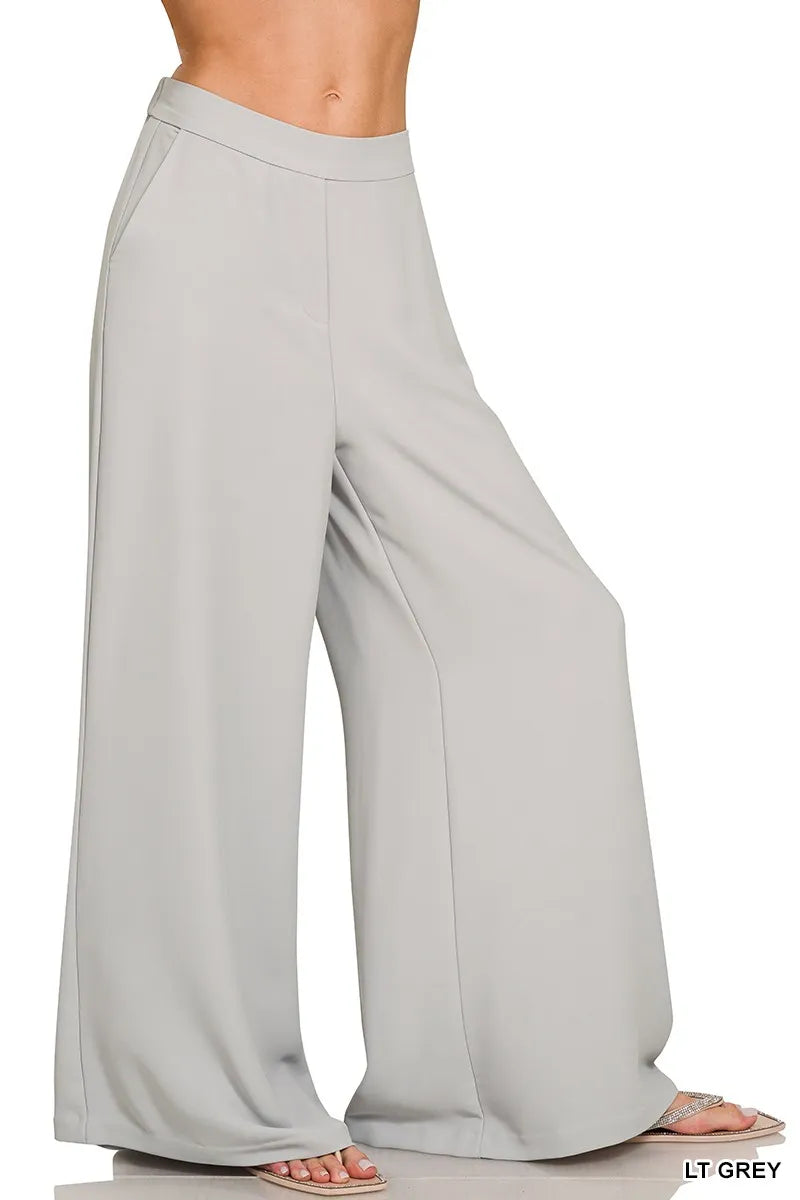 Zenana Relaxed Fit Elastic Waisted Wide Leg Pants on Simply Obsessed
