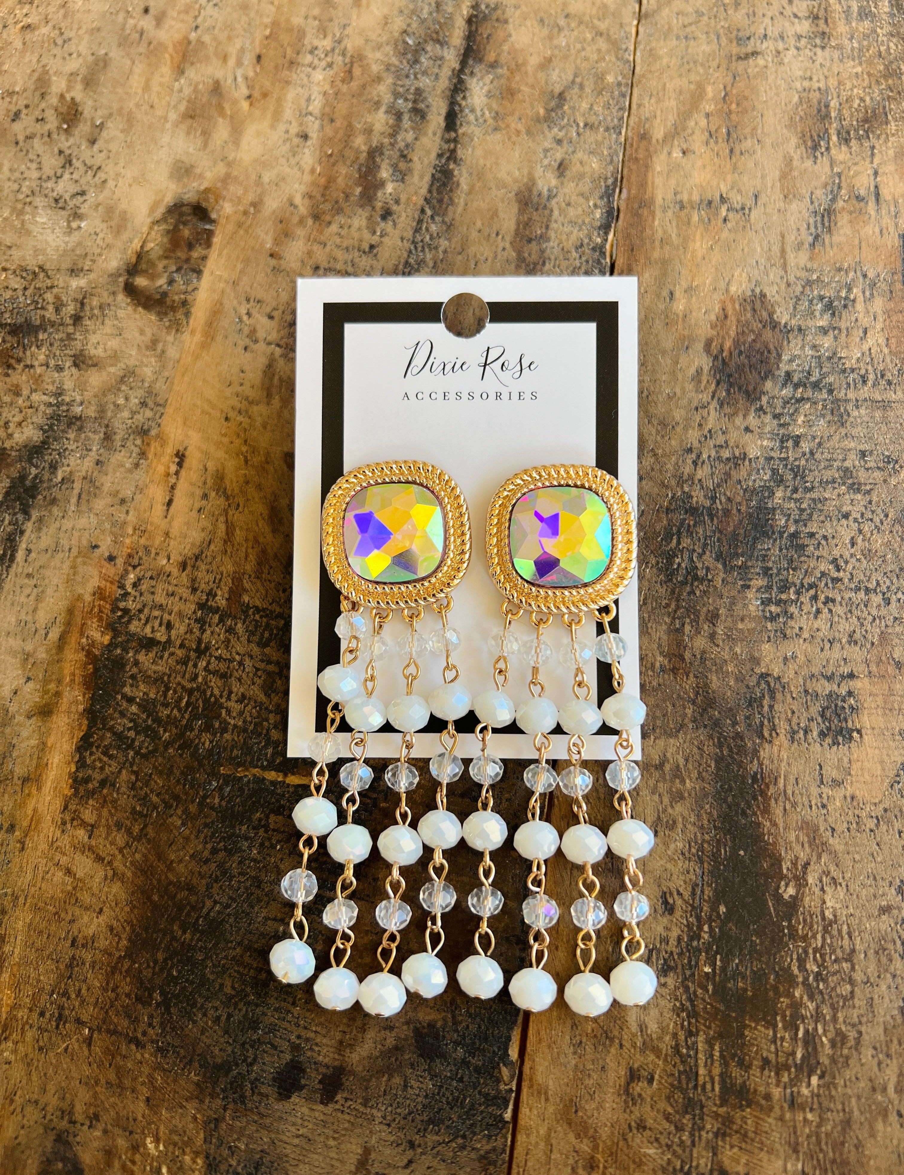 DIXIE ROSE AB Statement Drop Earrings on Simply Obsessed