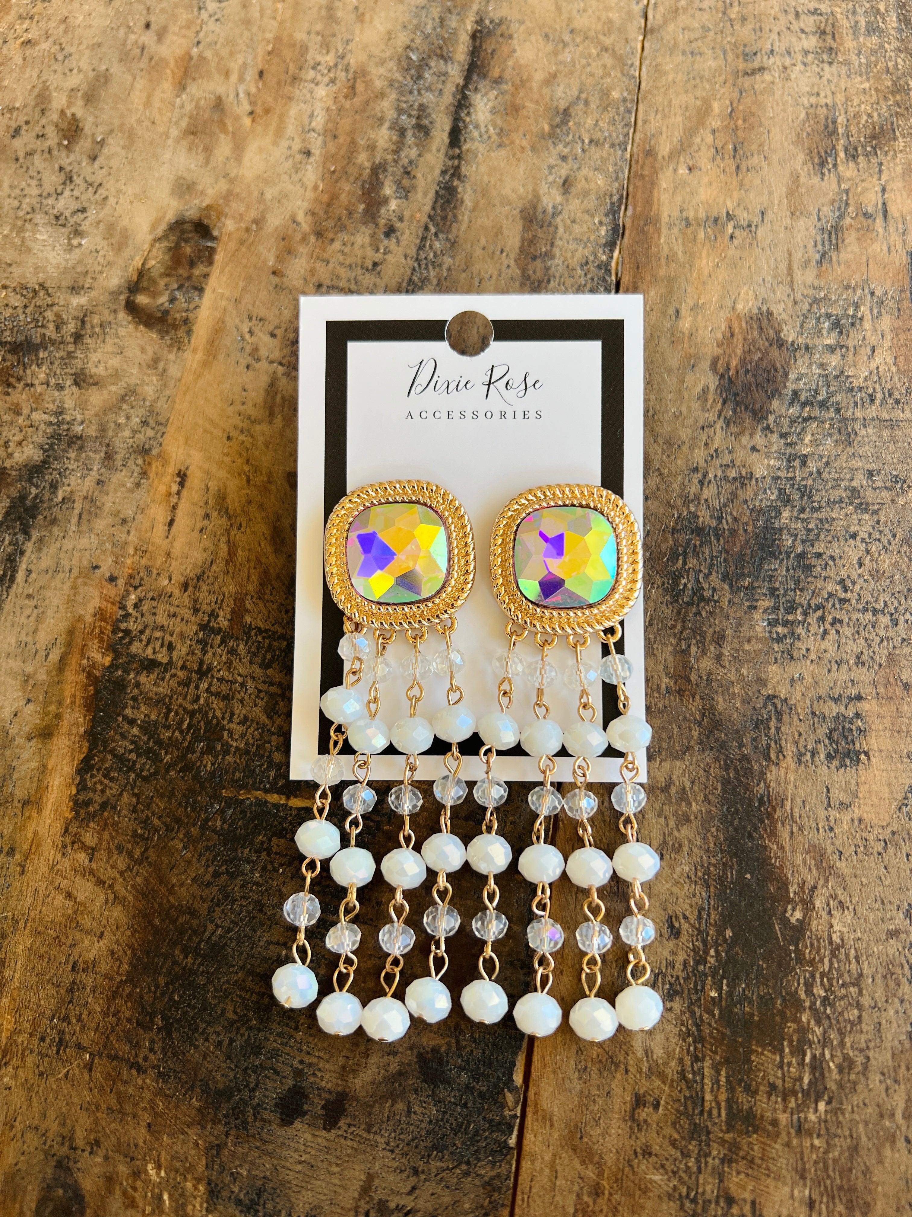 DIXIE ROSE AB Statement Drop Earrings on Simply Obsessed