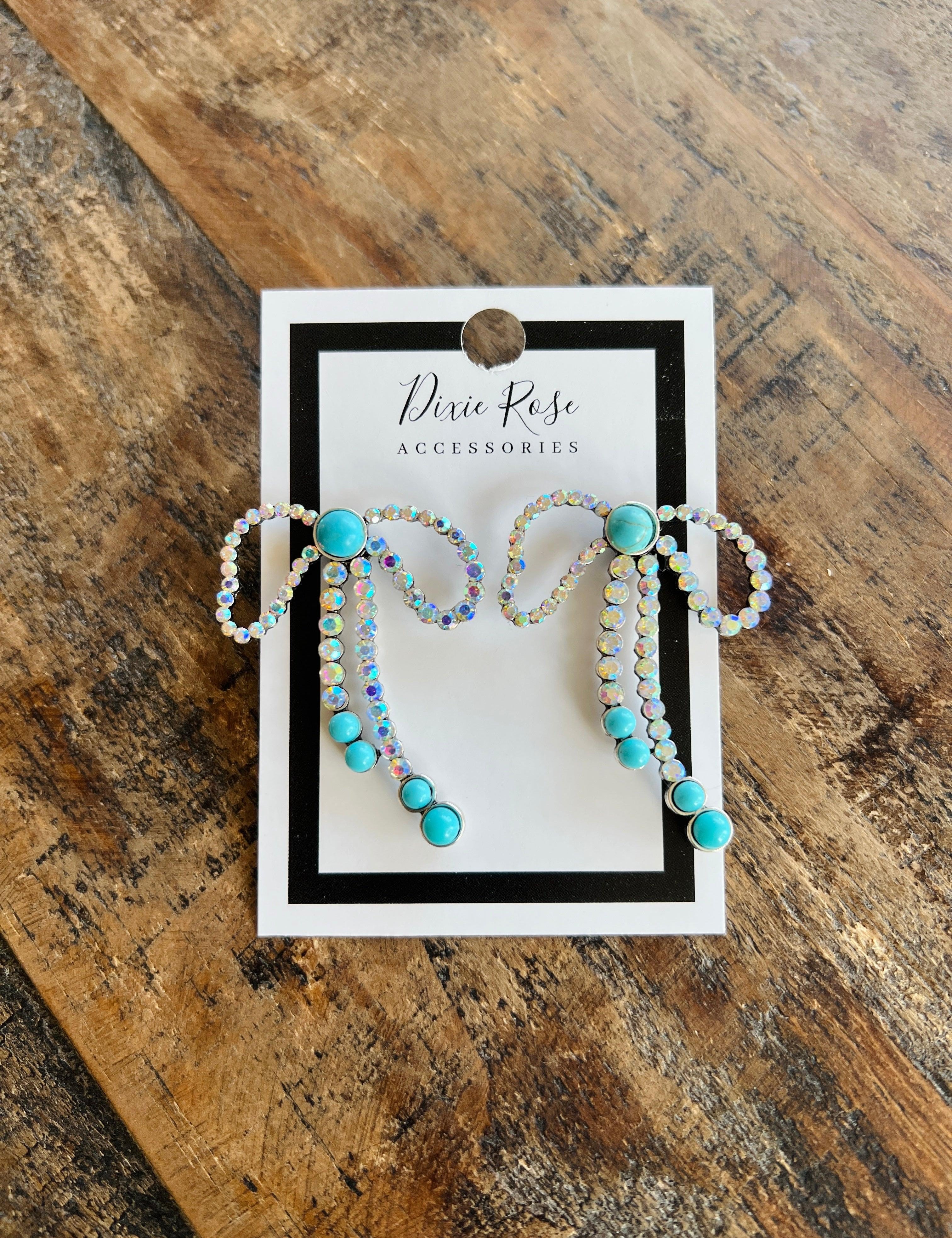 Turquoise Bow Earrings on Simply Obsessed