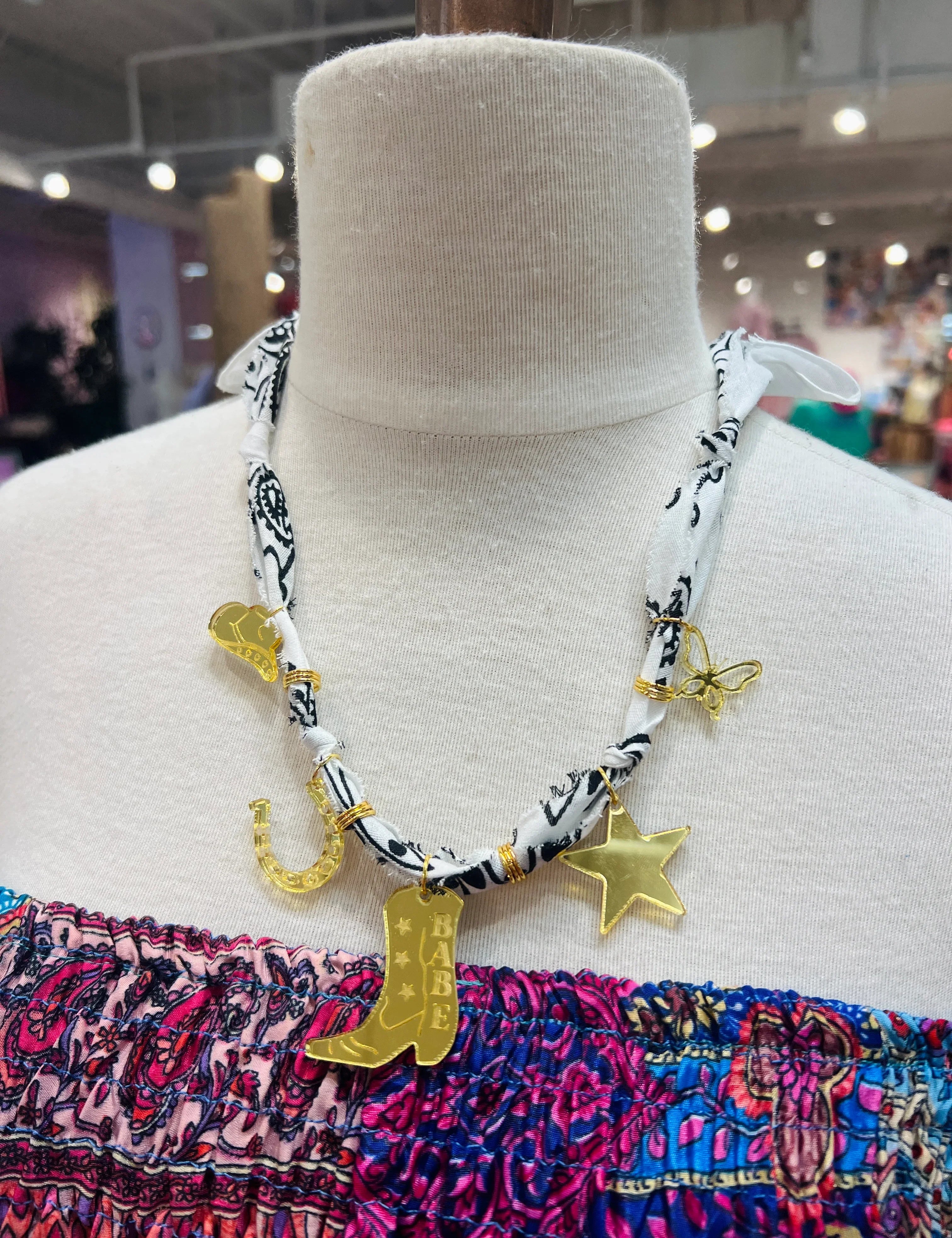 DIXIE ROSE Cowgirl Babe Charm Bandana Necklace on Simply Obsessed