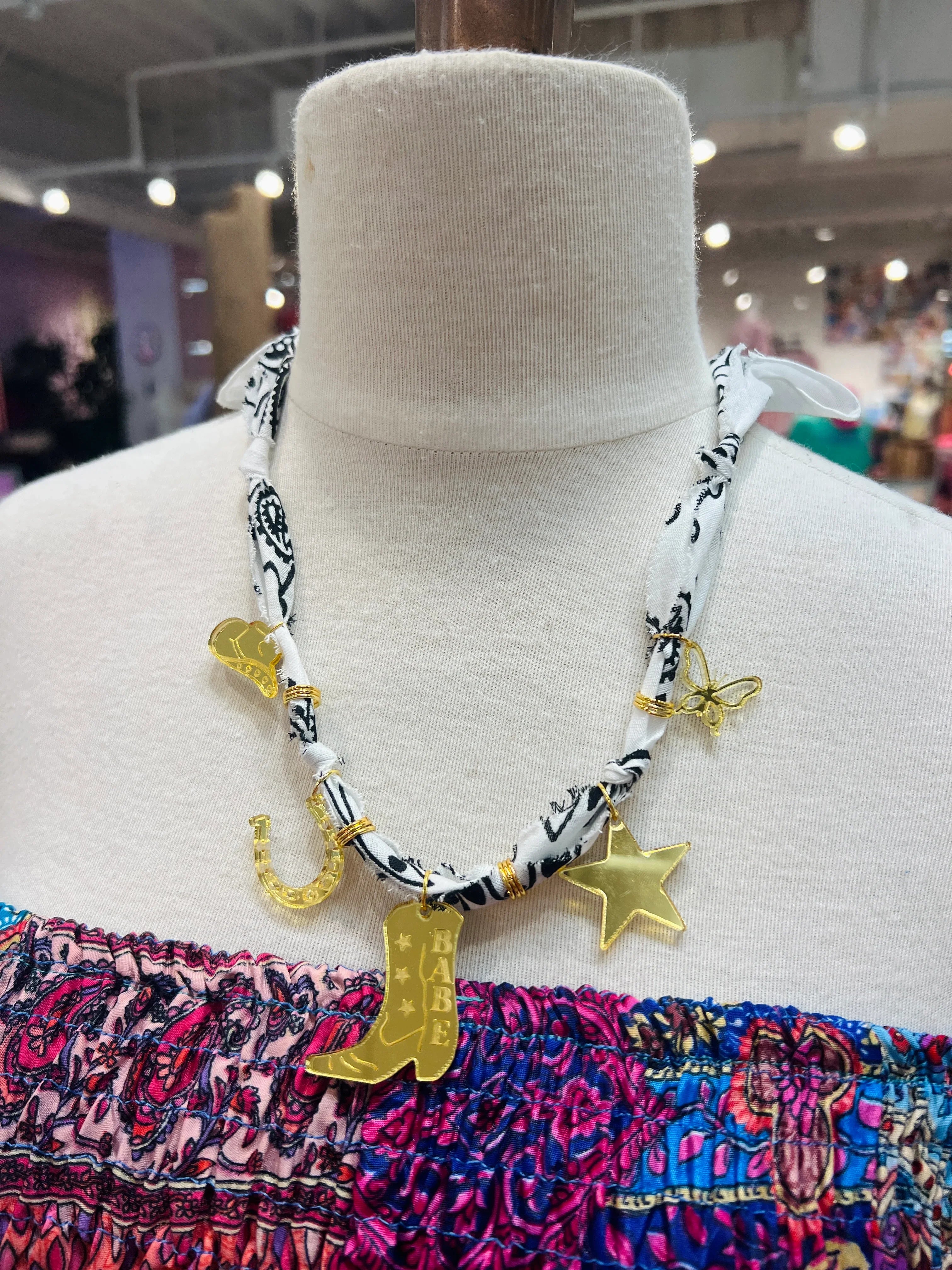 DIXIE ROSE Cowgirl Babe Charm Bandana Necklace on Simply Obsessed
