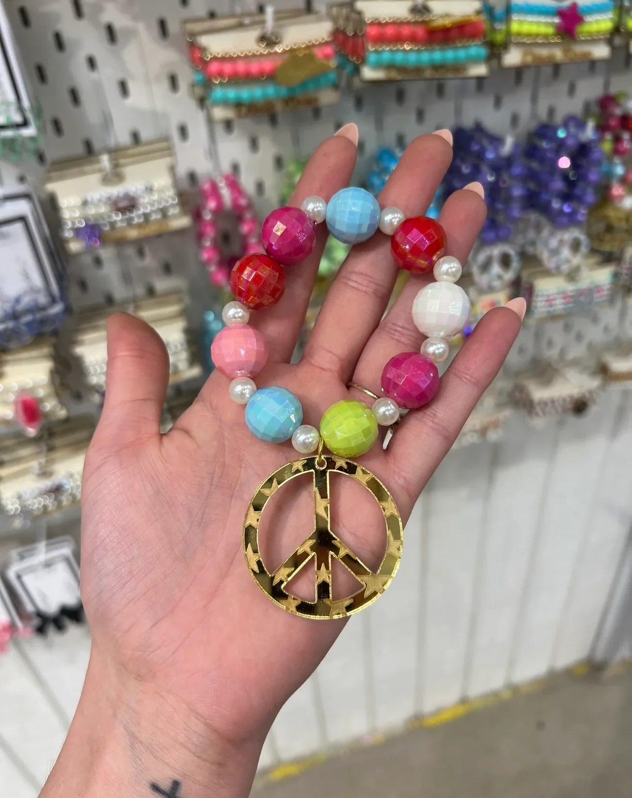 DIXIE ROSE Gold Peace Multi Beaded Bracelet on Simply Obsessed