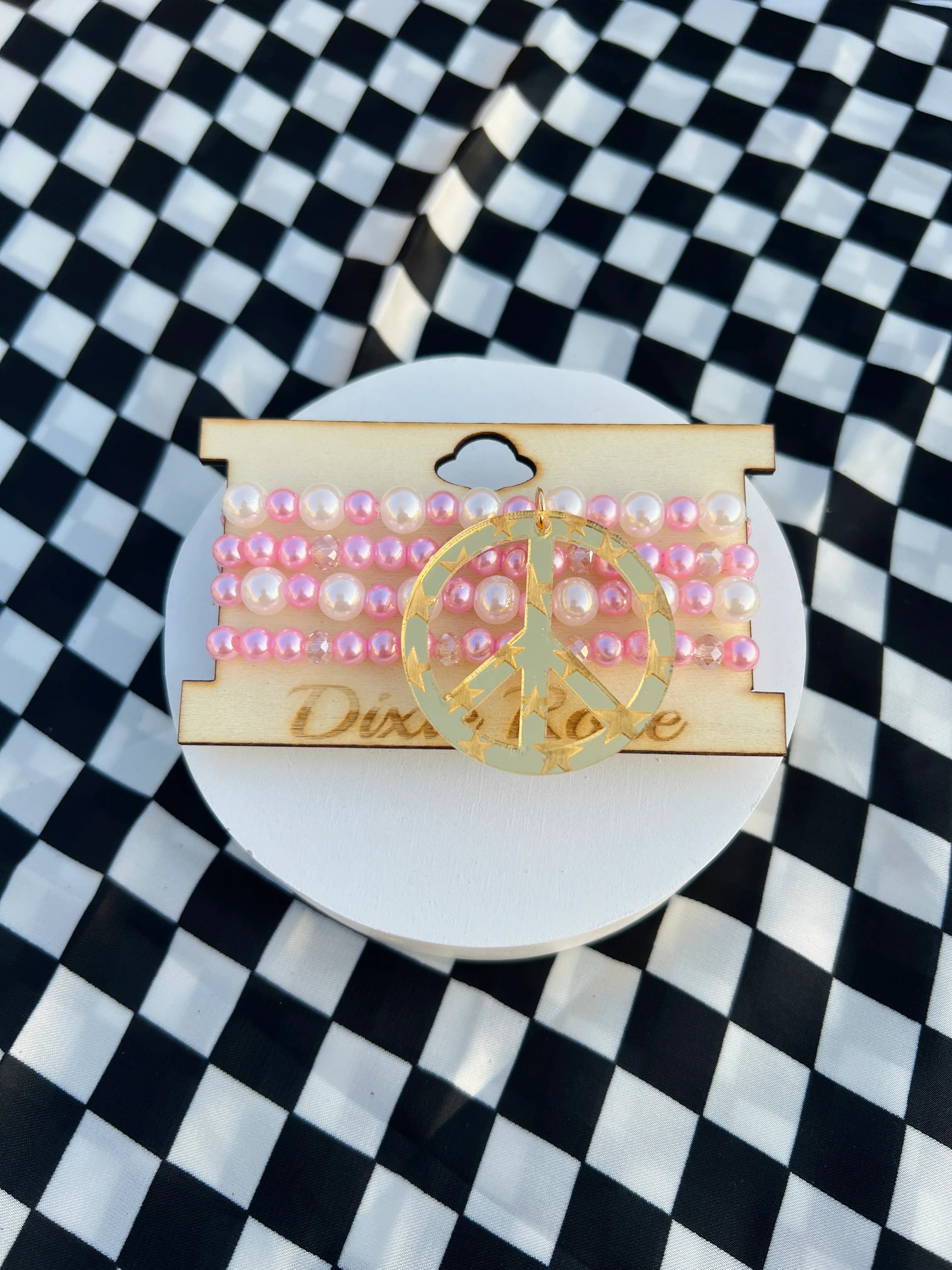 DIXIE ROSE Gold Peace Sign Bracelet Stack on Simply Obsessed