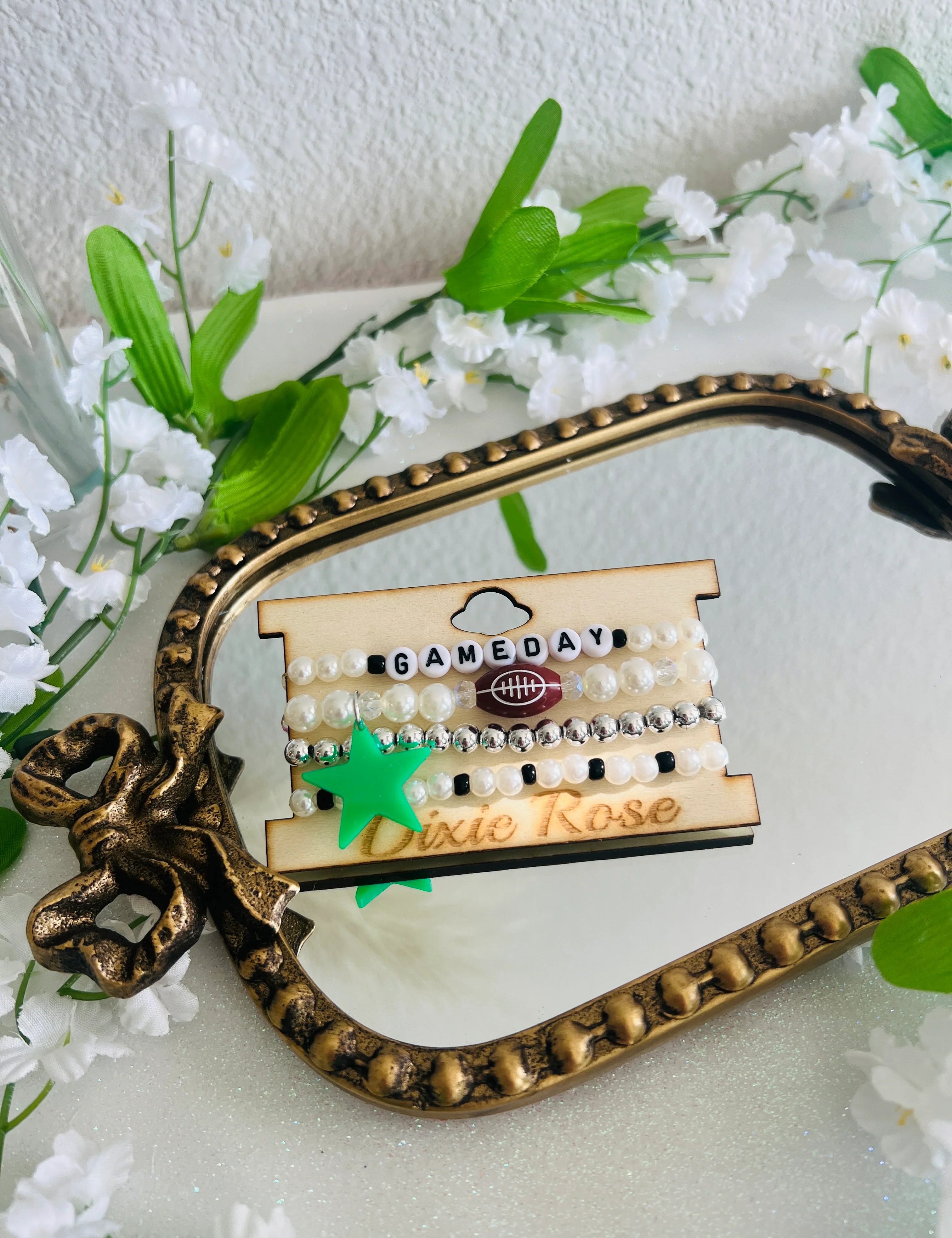 DIXIE ROSE Green Gameday Bracelet Stack on Simply Obsessed