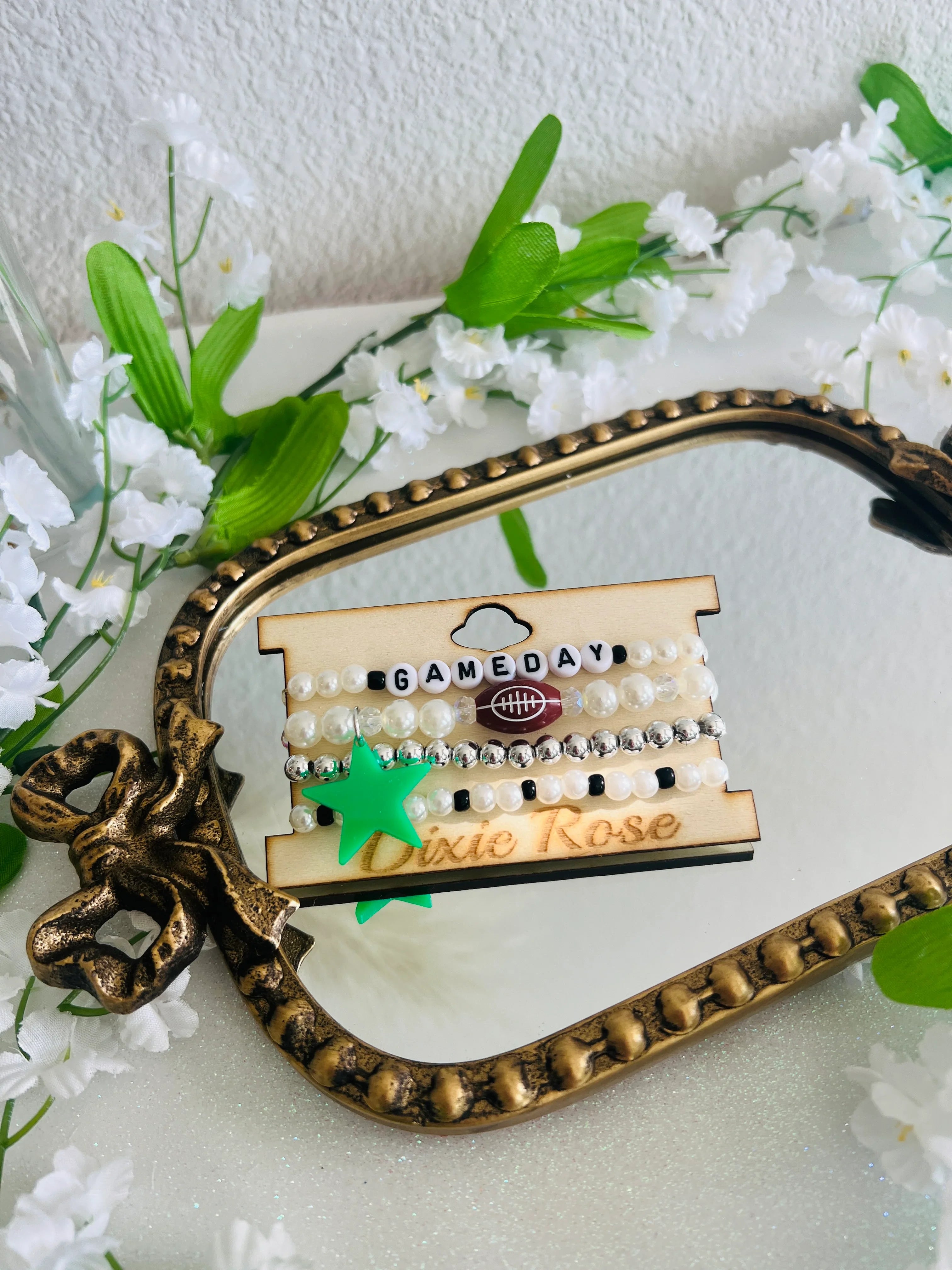 DIXIE ROSE Green Gameday Bracelet Stack on Simply Obsessed