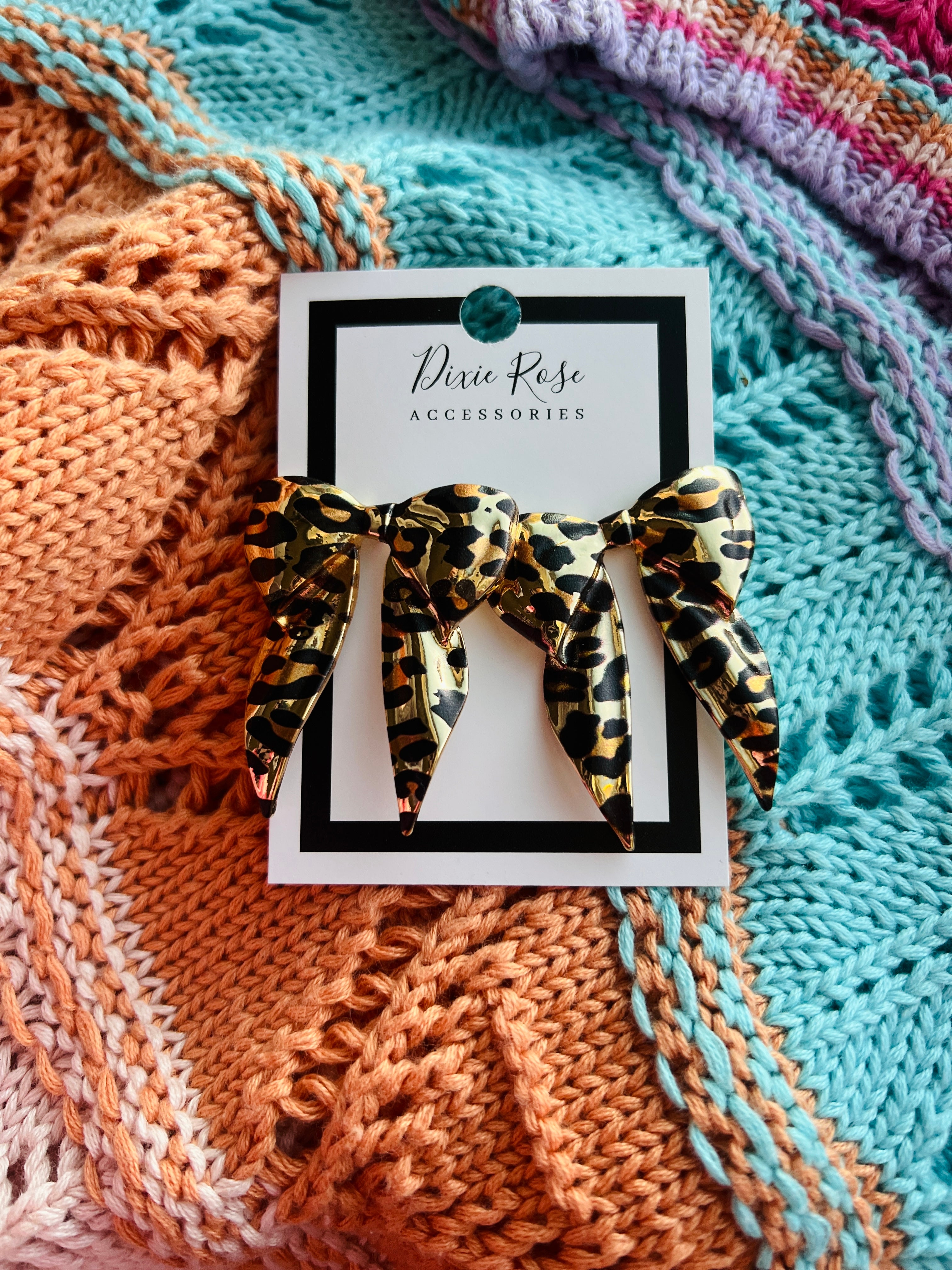 DIXIE ROSE Leopard Bow Earrings on Simply Obsessed