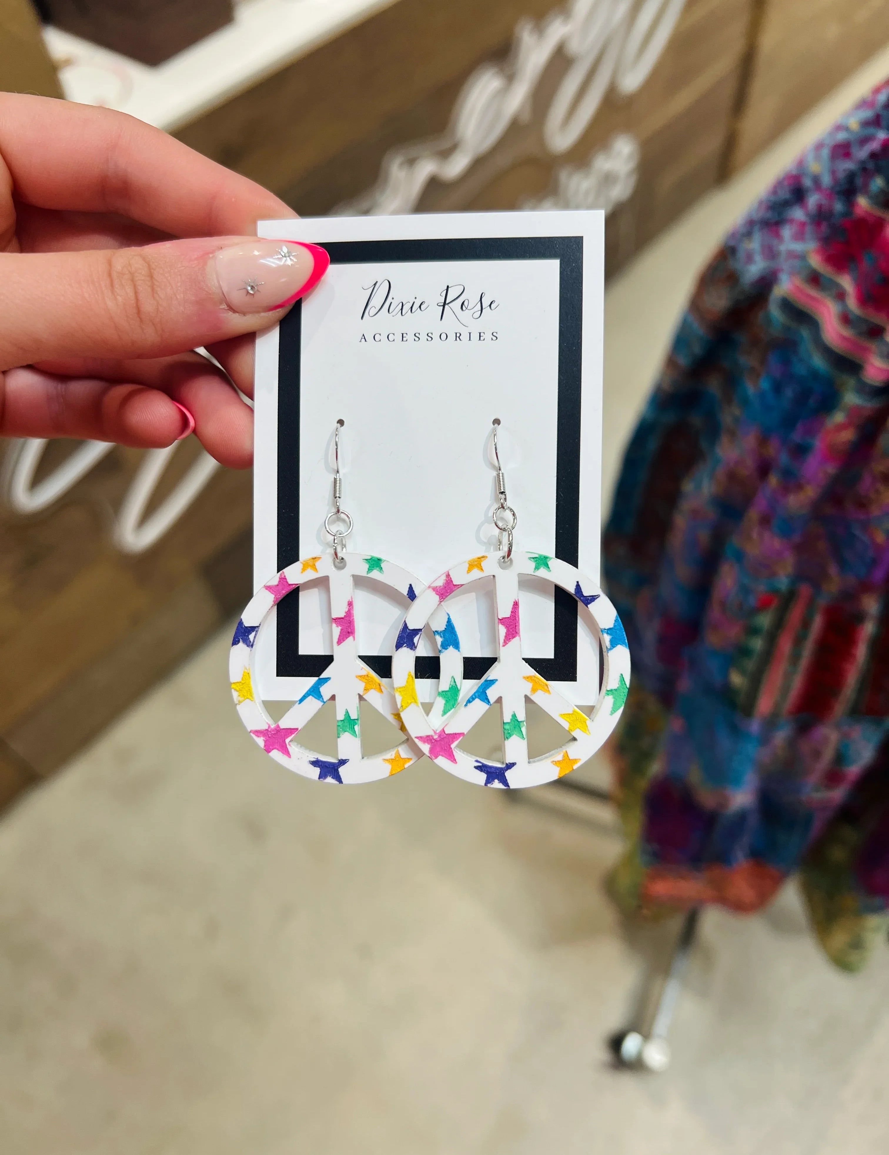 DIXIE ROSE Multi Star Peace Sign Earrings on Simply Obsessed