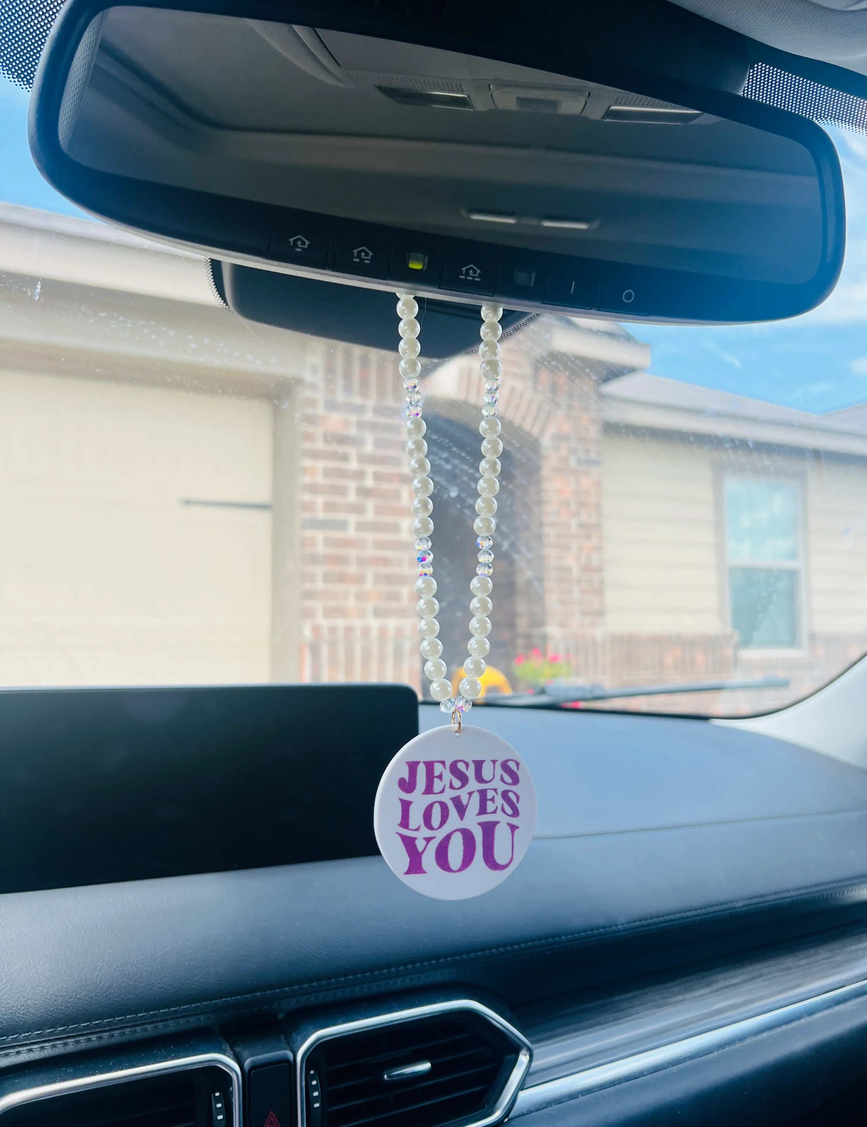DIXIE ROSE Pink Jesus Loves You Car Charm on Simply Obsessed
