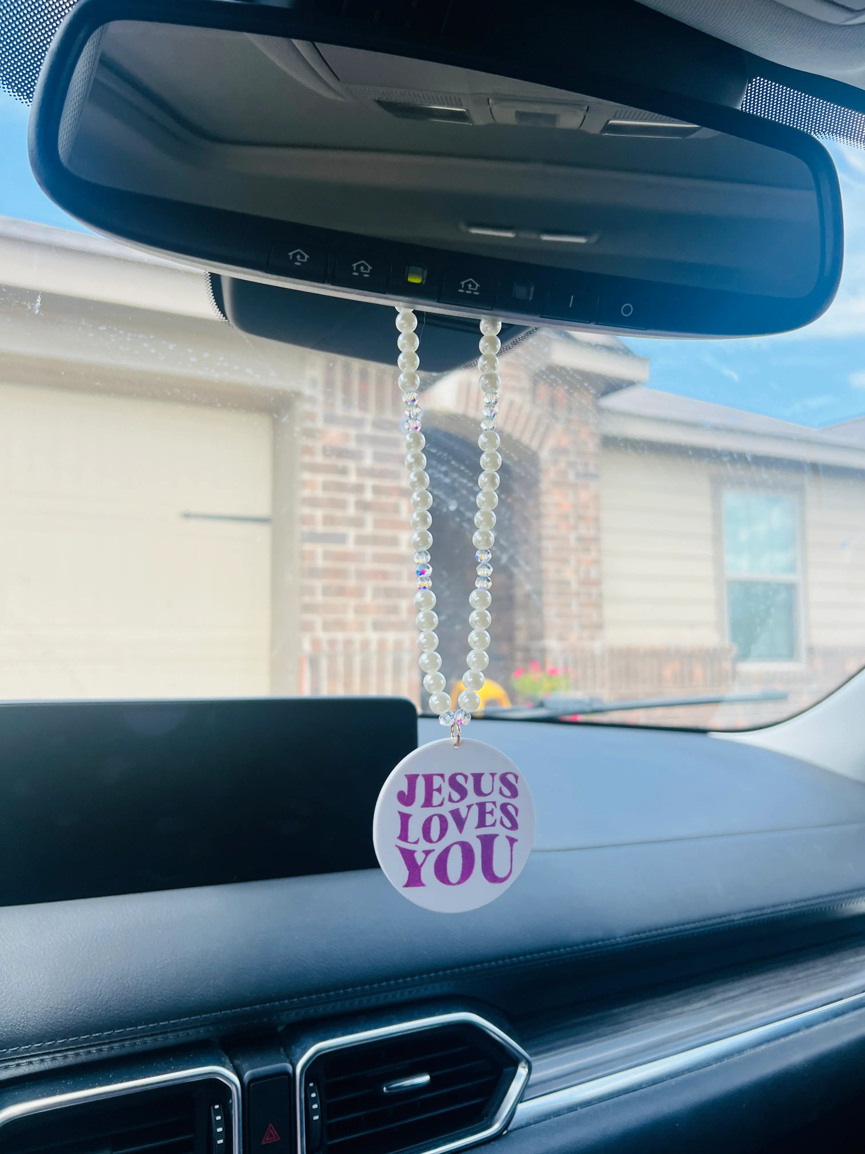 DIXIE ROSE Pink Jesus Loves You Car Charm on Simply Obsessed
