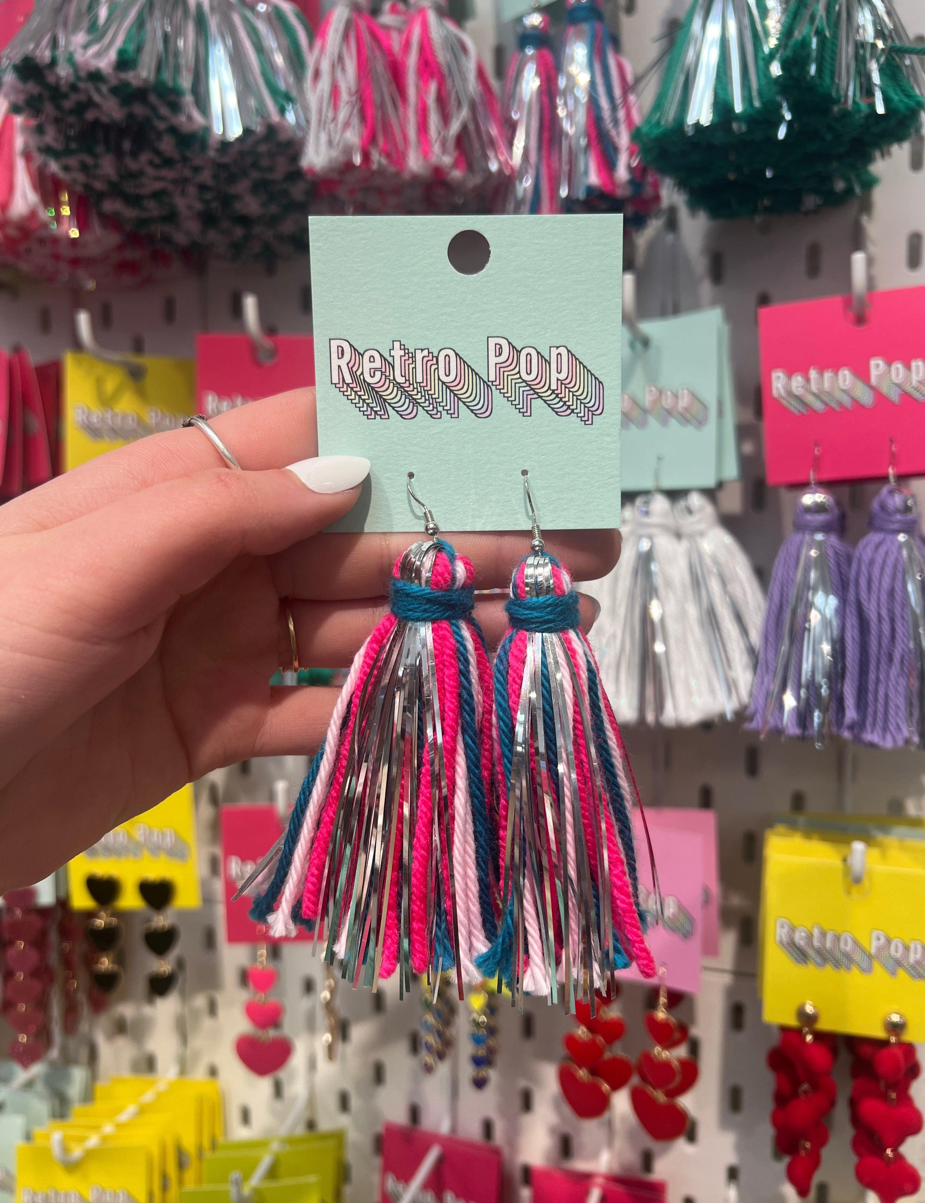 Blue Shimmer Tassel Earrings on Simply Obsessed