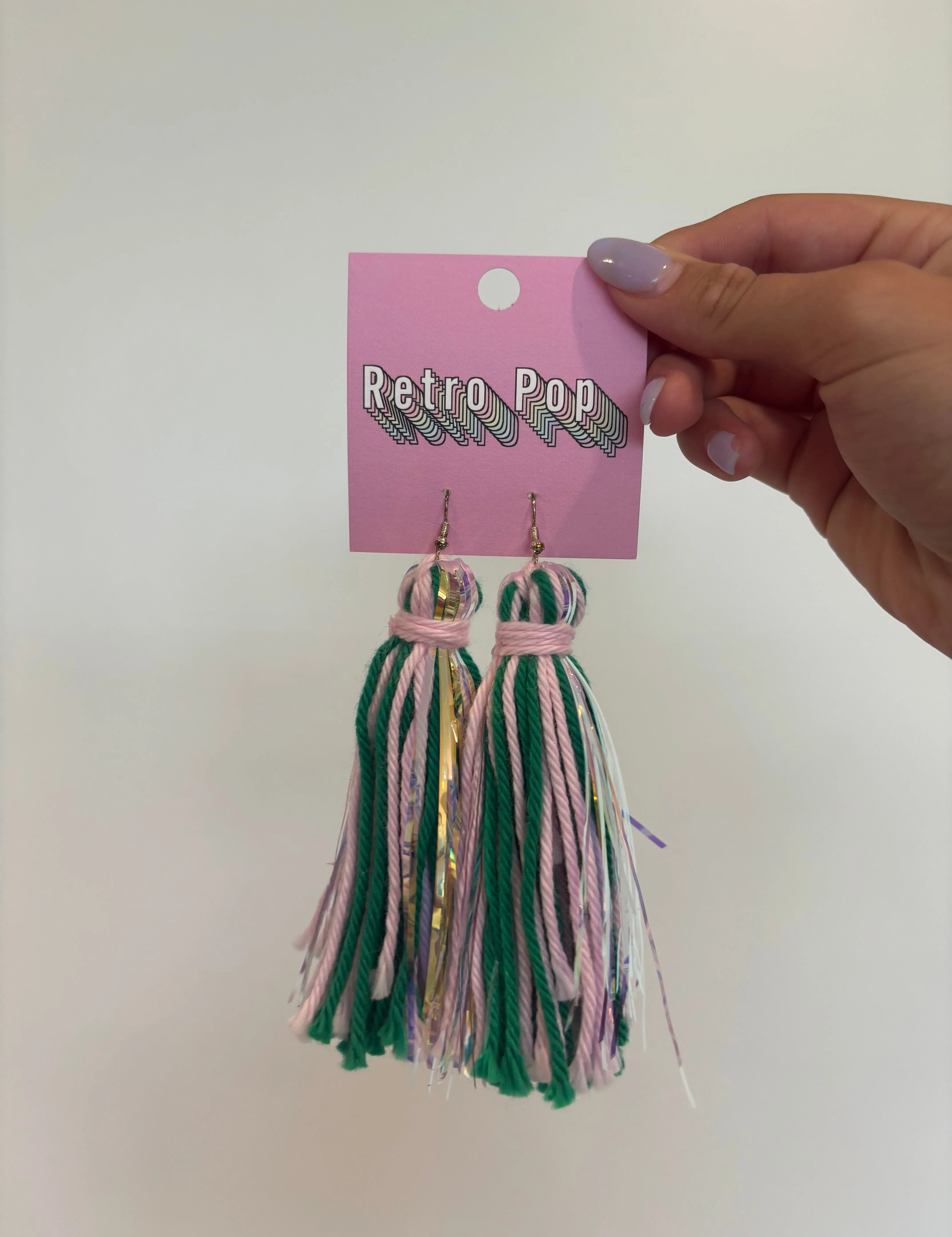 Green Iridescent Tassel Earrings on Simply Obsessed