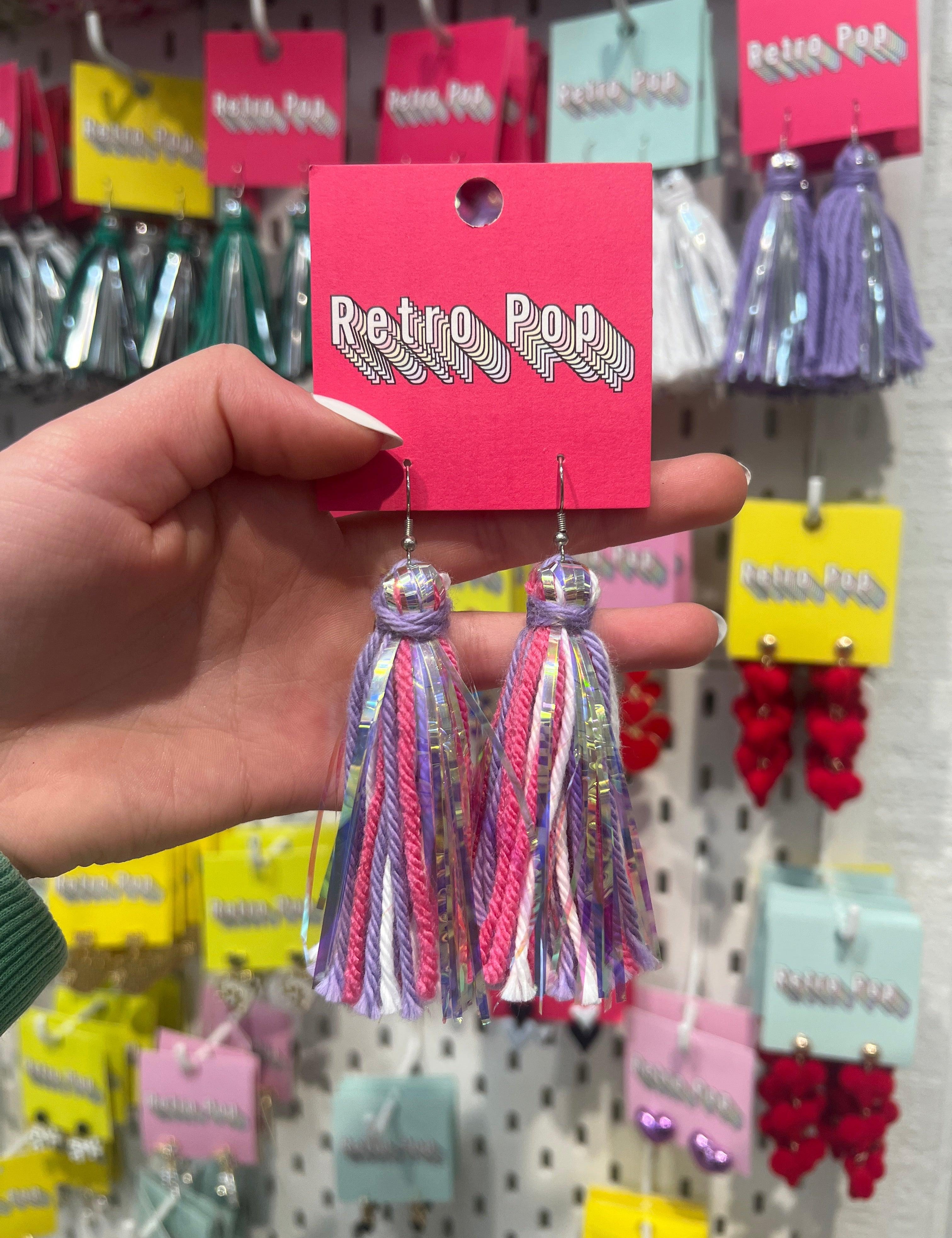 Purple Iridescent Tassel Earrings on Simply Obsessed