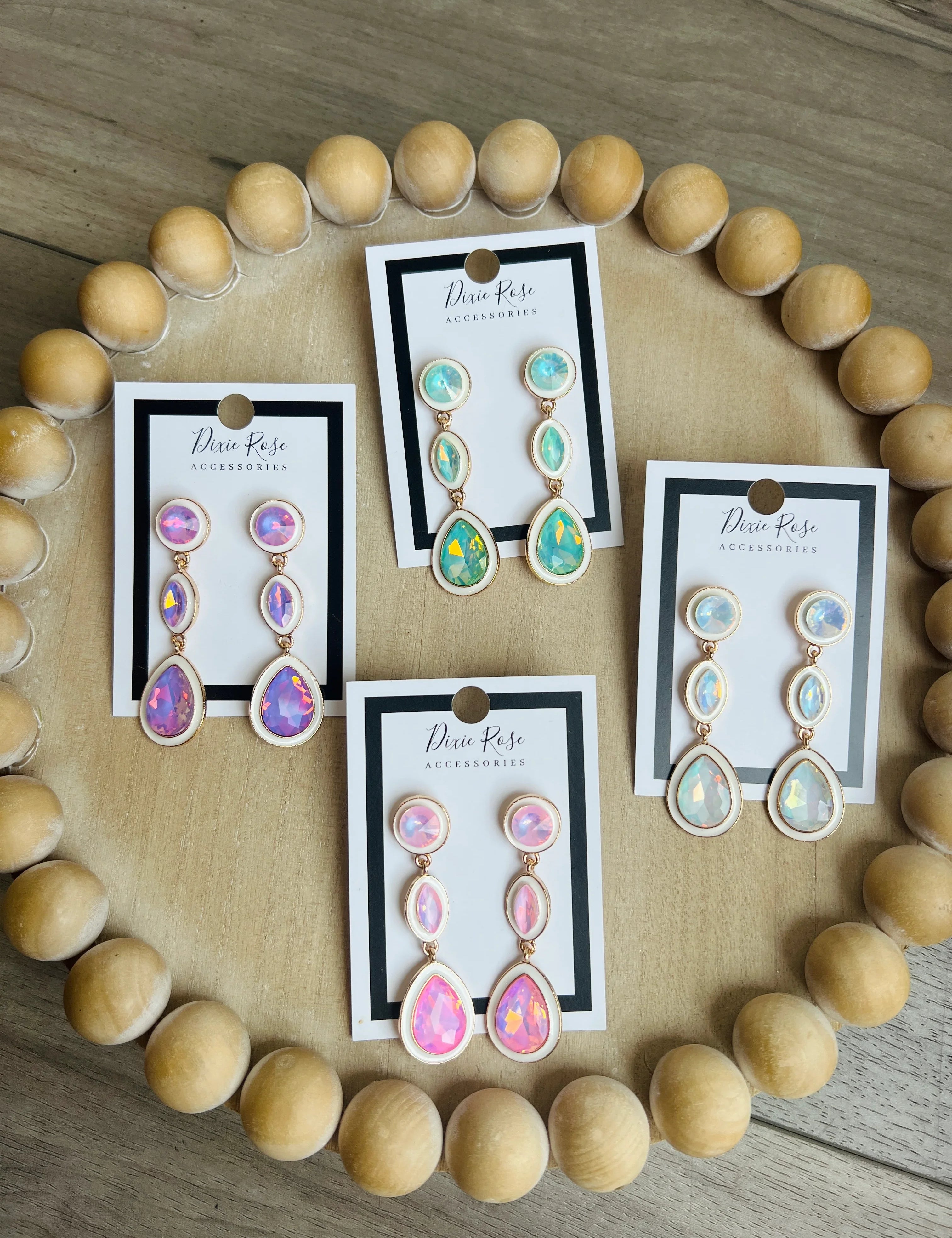 DIXIE ROSE Triple Stone Earrings on Simply Obsessed