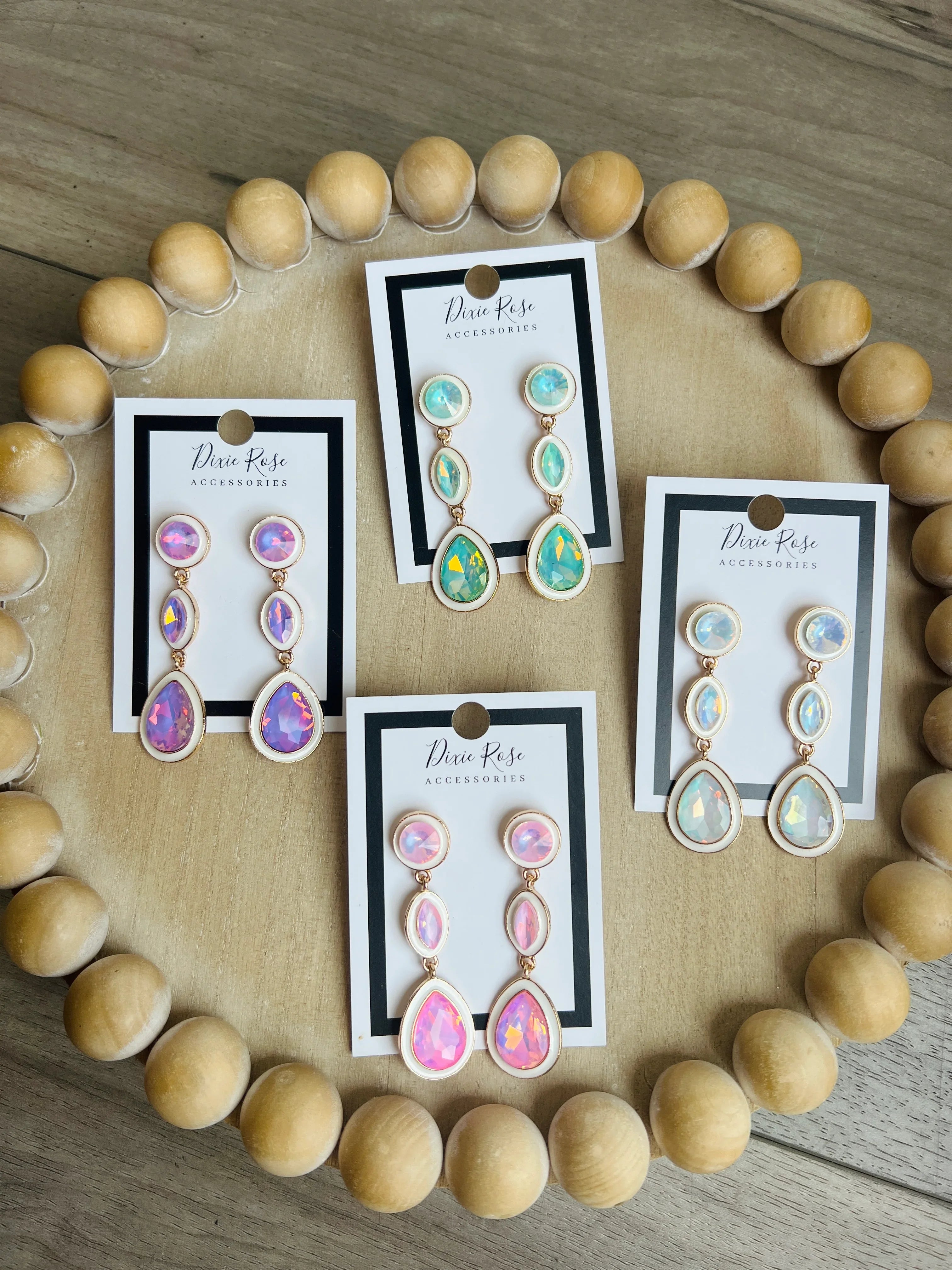 DIXIE ROSE Triple Stone Earrings on Simply Obsessed
