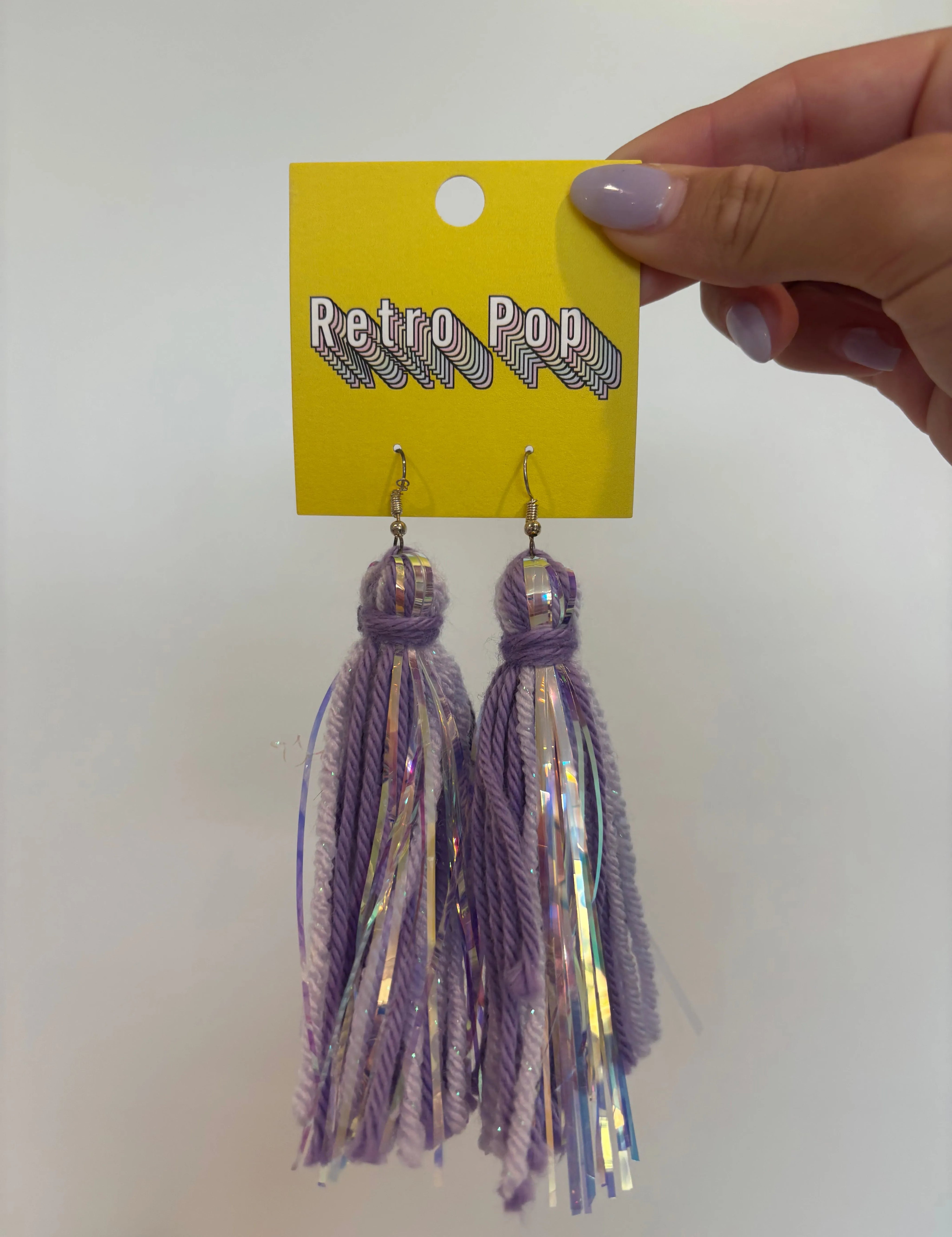 DIXIE ROSE Two Tone Purple Iridescent Tassel Earrings on Simply Obsessed