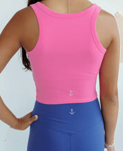 Doll Pink "Michelle" Longline Luxe Sports Bra w/ Fixed Pads on Simply Obsessed