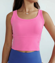 Doll Pink "Michelle" Longline Luxe Sports Bra w/ Fixed Pads on Simply Obsessed