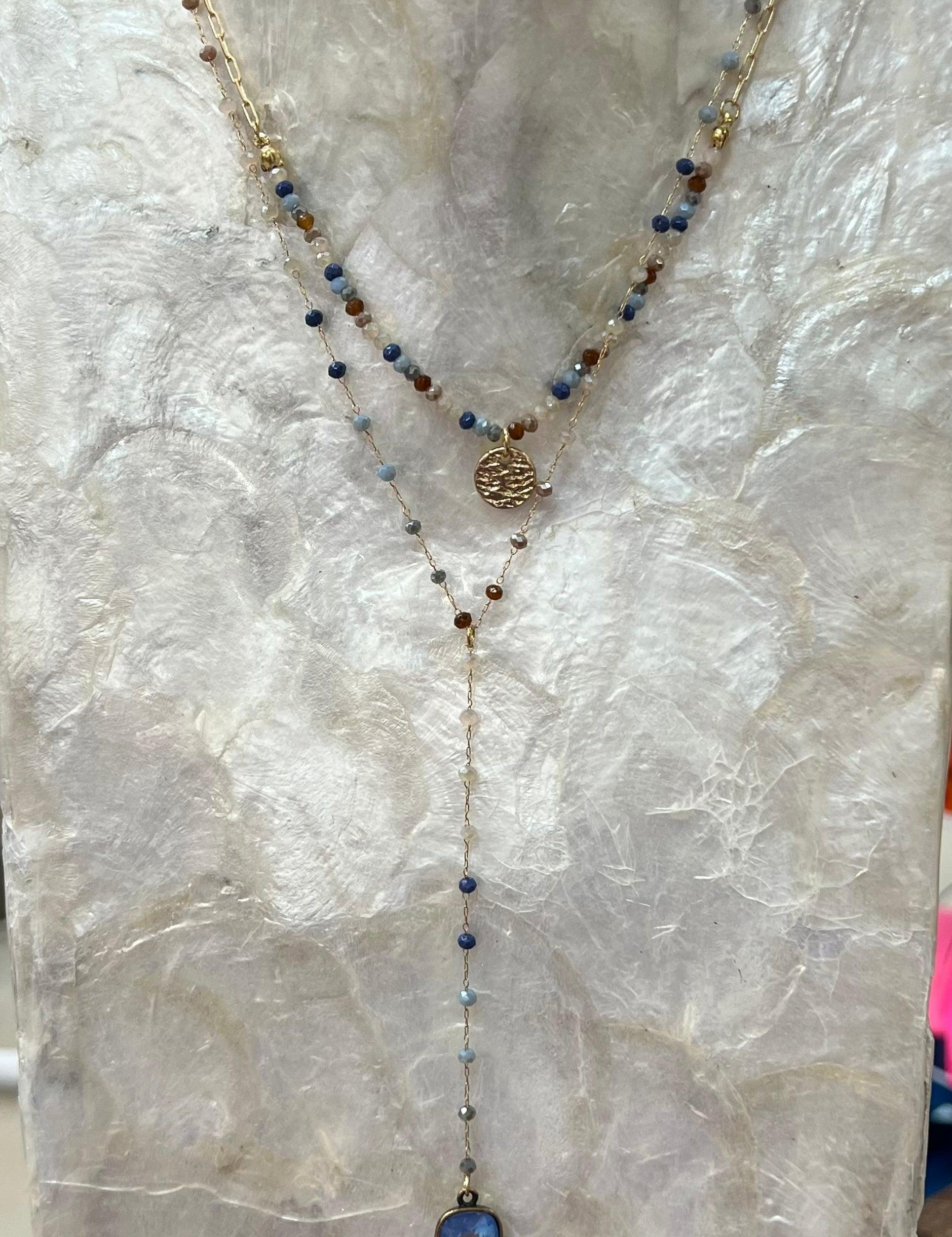 Double Layered Blue Multi Beaded Necklace on Simply Obsessed