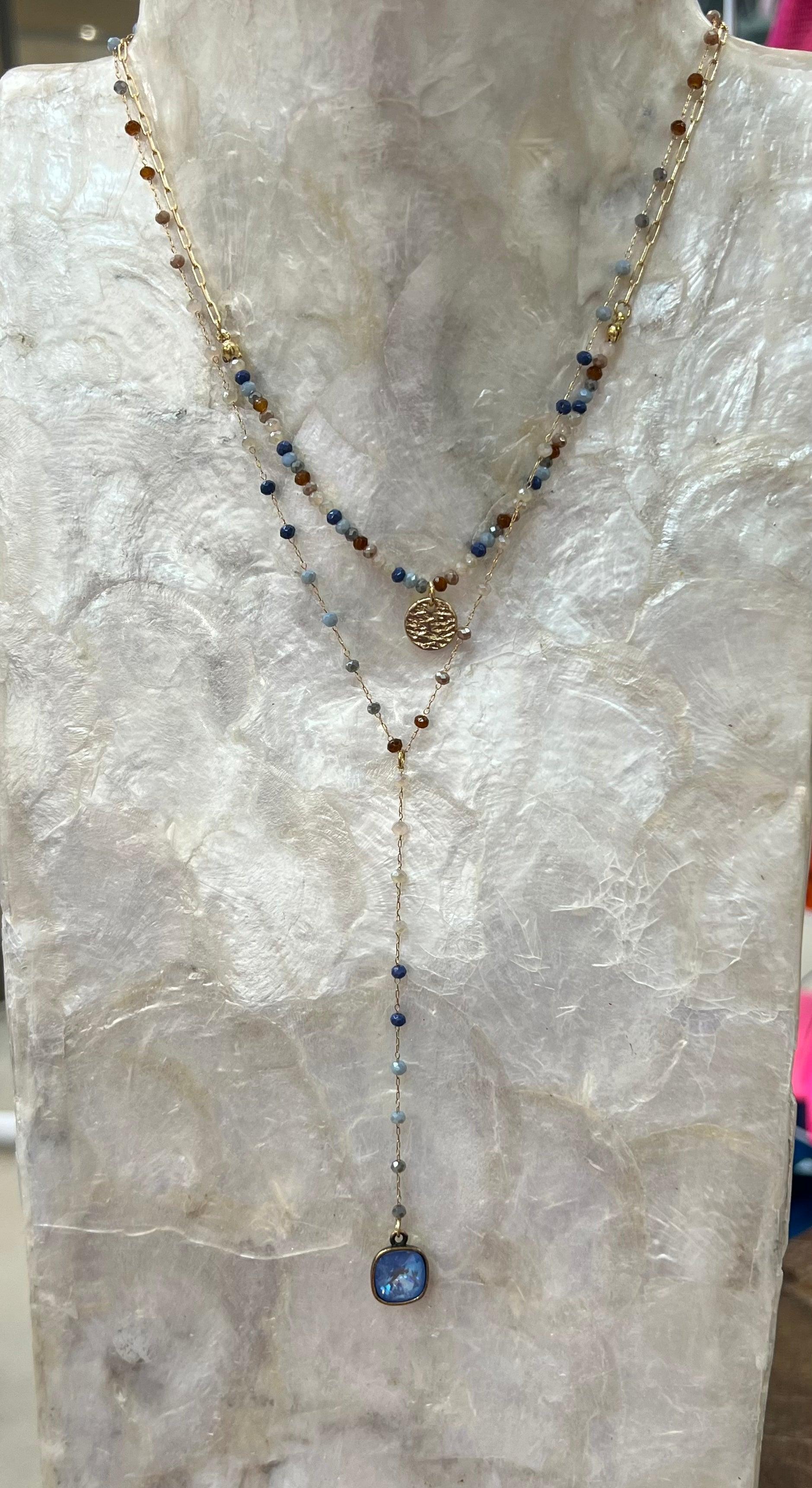 Double Layered Blue Multi Beaded Necklace on Simply Obsessed