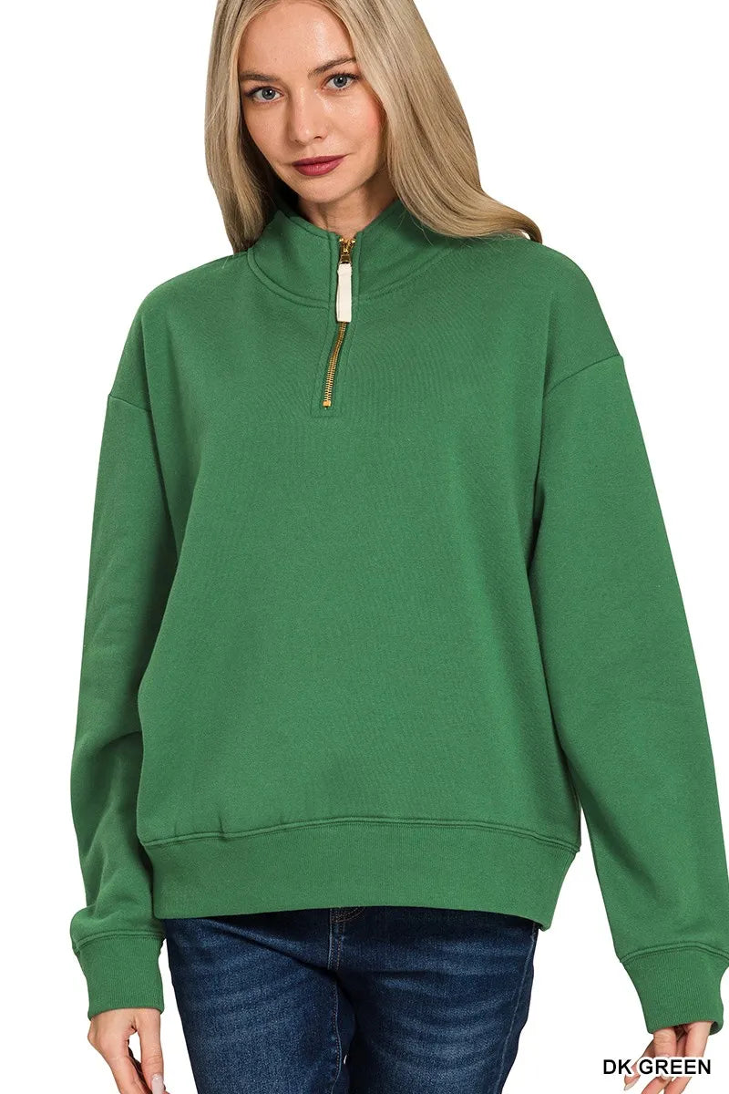 ZENANA Fleece Half Zip Sweatshirt on Simply Obsessed