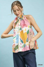 UMGEE Multi-Color Floral Halter Neck Boho Top on Simply Obsessed