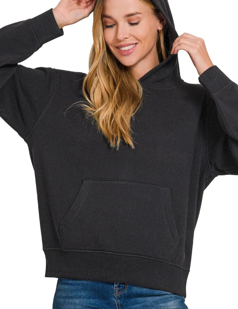 Zenana Fleece Kangaroo Pocket Hoodie on Simply Obsessed