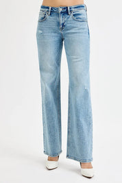 RISEN Full Size Low Rise Ankle Boyfriend Distressed Jeans Plus Size on Simply Obsessed