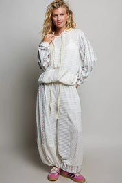 POL Patchwork Mixed Knit Wide Leg Pants on Simply Obsessed