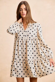 BIBI Polka Dot Corduroy Collared V Neck Dress on Simply Obsessed