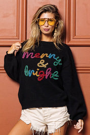 BIBI Tinsel Lettering Christmas Sweater on Simply Obsessed