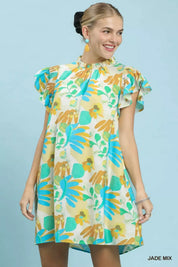 UMGEE Ruffled Botanical Print Mini Dress **DEBUT SALE** on Simply Obsessed