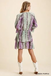 UMGEE Tie Dye Ruffled Layered Dress with Elastic Waistband on Simply Obsessed