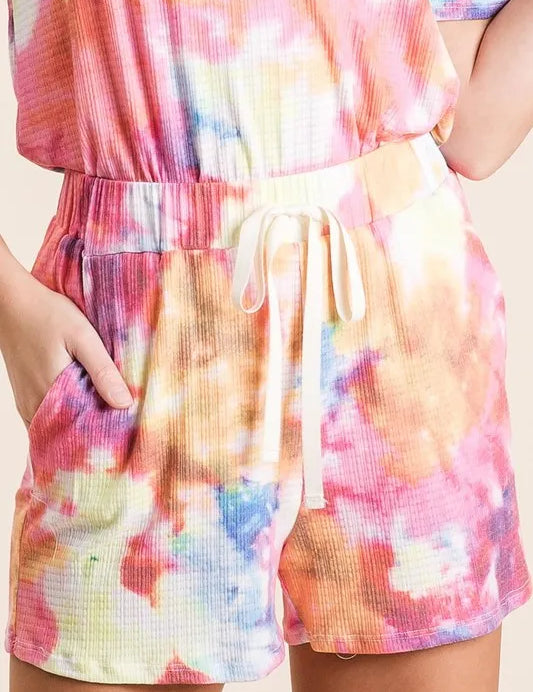 BiBi Tie Dye French Terry Casual Shorts on Simply Obsessed