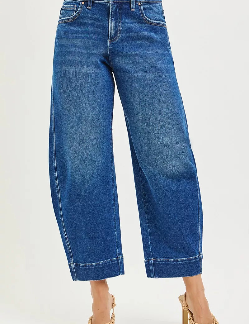 RISEN Mid Rise Crop Barrel Jeans on Simply Obsessed