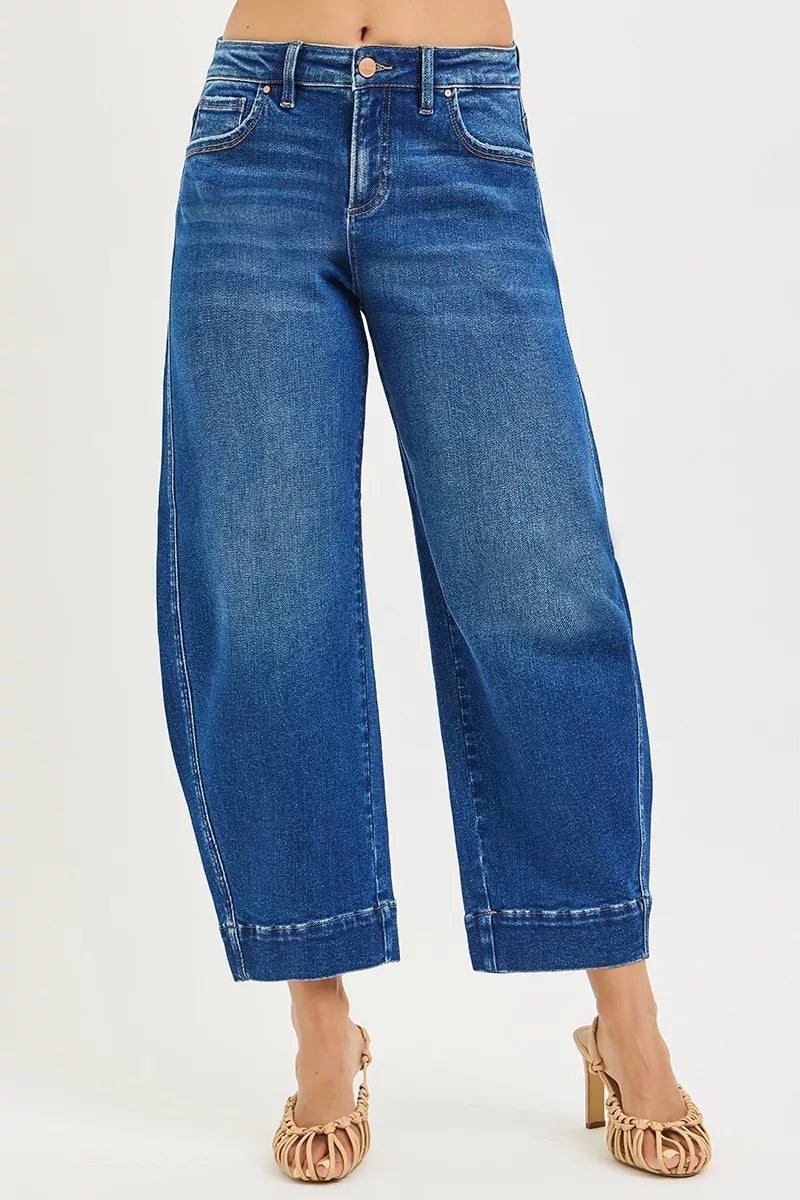 RISEN Mid Rise Crop Barrel Jeans on Simply Obsessed