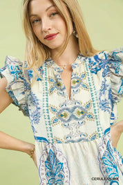 UMGEE Mix Ruffle Sleeve Boho Print Dress on Simply Obsessed