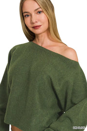 ZENANA Boat Neck Balloon Sleeve Sweater on Simply Obsessed