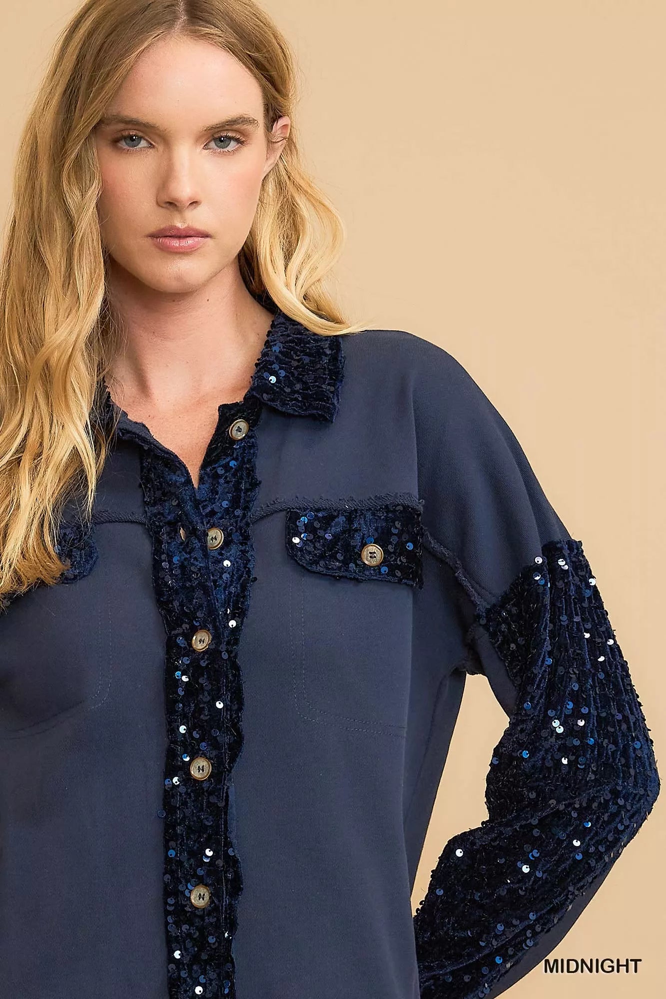 UMGEE Sequined French Terry Jacket on Simply Obsessed