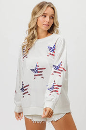 BIBI American Flag Sequin Star Sweatshirt on Simply Obsessed