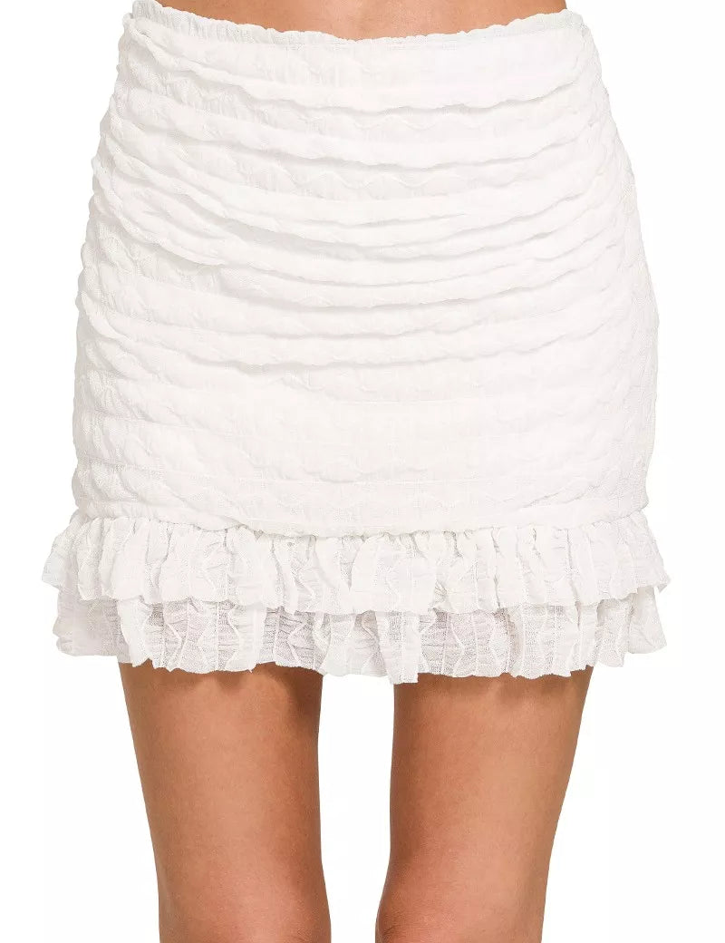 ZENANA Ruched Mini Skirt with Built in Shorts on Simply Obsessed