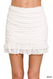 ZENANA Ruched Mini Skirt with Built in Shorts on Simply Obsessed
